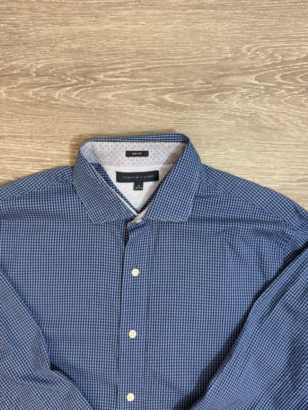 Tommy Hilfiger Slim Fit Dress Shirt - Blue Gingham Size 16/32-33 - Picture 2 of 7